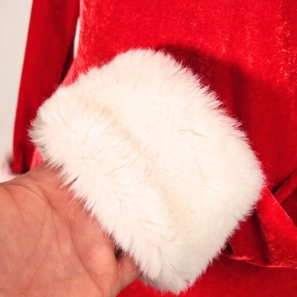 Sexy santa stretchy off shoulder faux fur dress - Picture 2 of 4